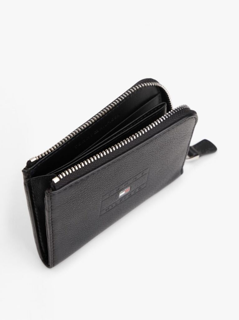 Black Casual Leather Zip-Around Wallet  Men