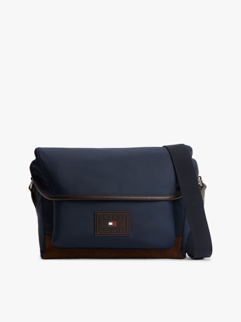 Blue Heritage Logo Patch Crossbody Satchel  Men