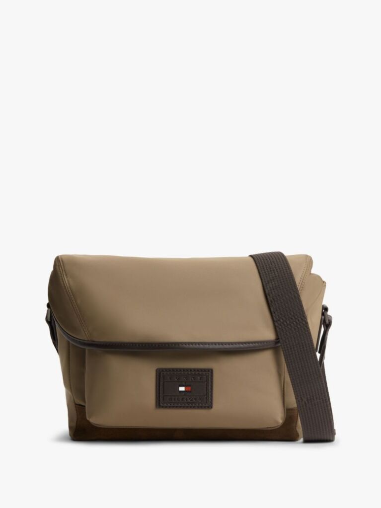 Brown Heritage Logo Patch Crossbody Satchel  Men