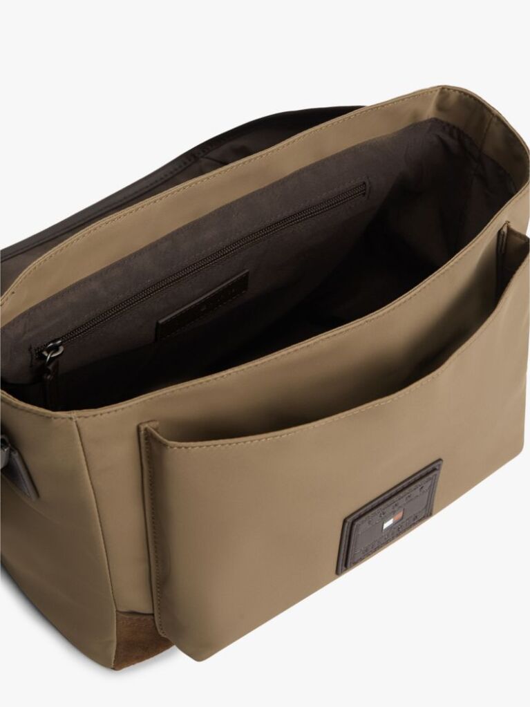 Brown Heritage Logo Patch Crossbody Satchel  Men