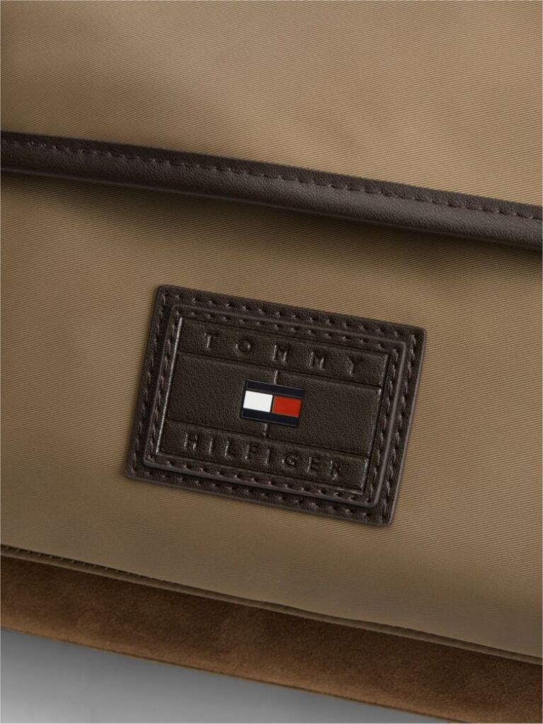 Brown Heritage Logo Patch Crossbody Satchel  Men