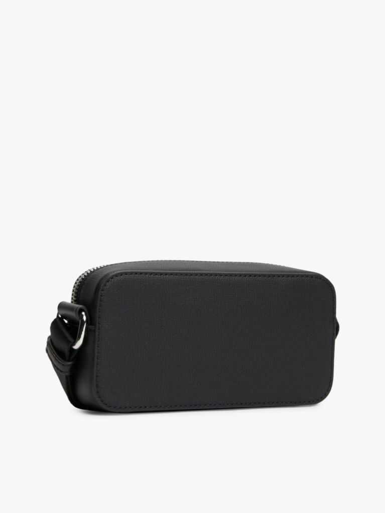 Black Modern Metal Logo Crossbody Bag  Men