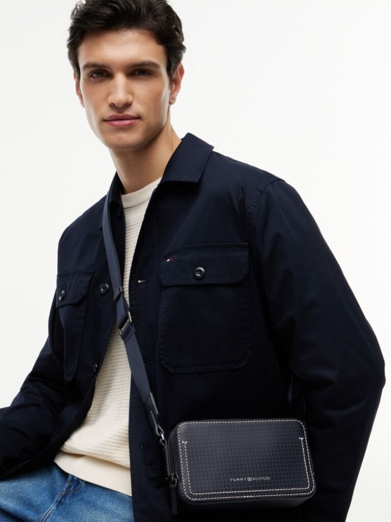 Blue Micro Flag Texture Camera Bag  Men