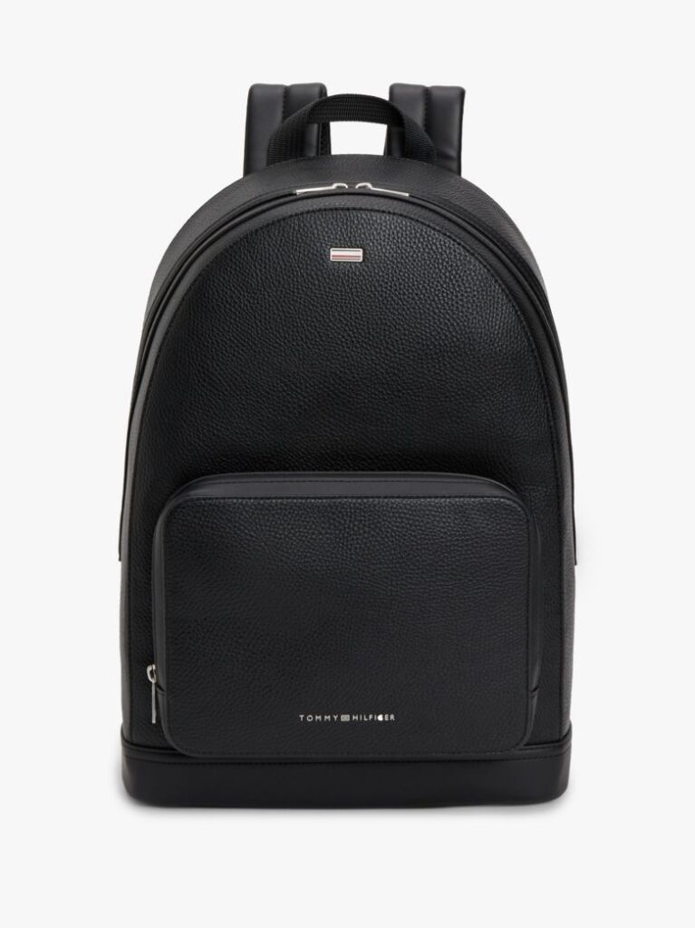 Black Signature Tape Plaque Dome Backpack  Men