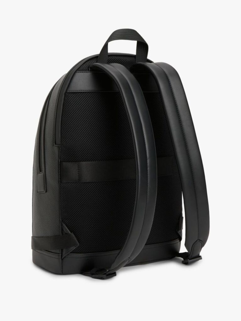 Black Signature Tape Plaque Dome Backpack  Men