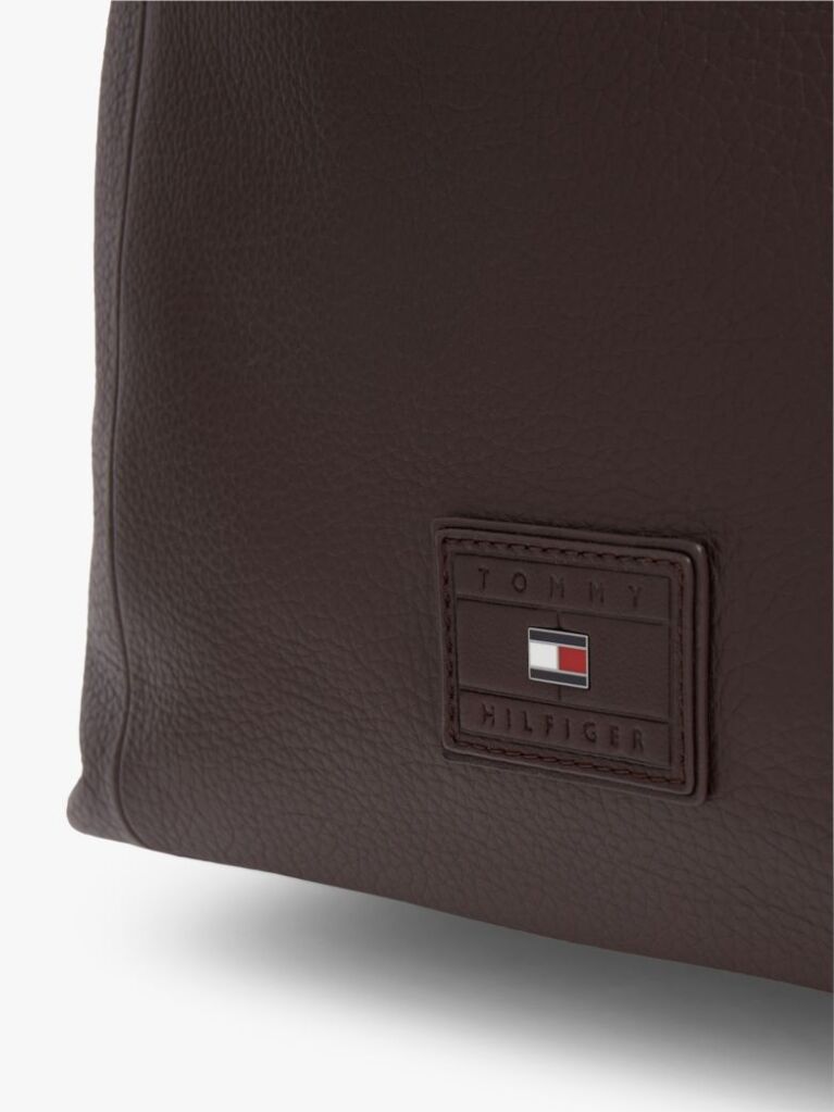 Brown Logo Patch Leather Tote Bag  Men