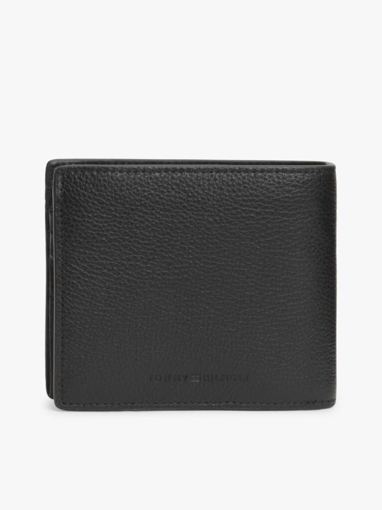 Black Credit Card And Coin Leather Bifold Wallet  Men