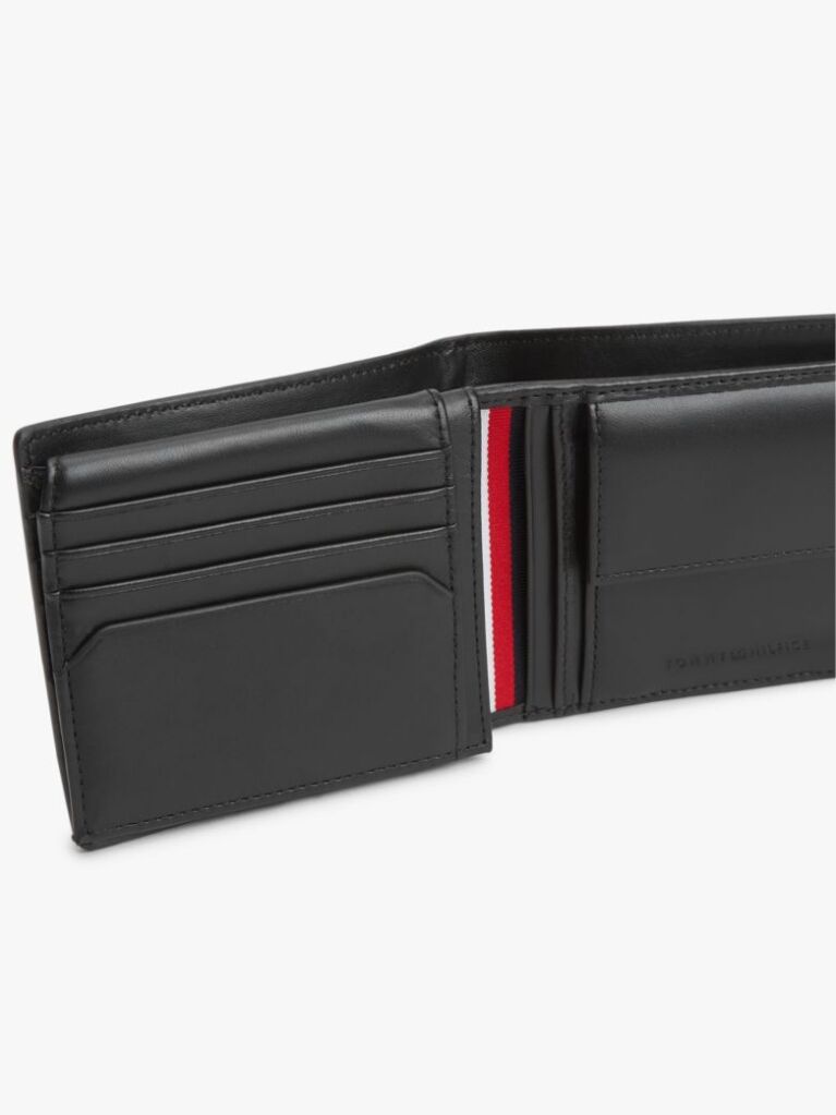 Black Credit Card And Coin Leather Bifold Wallet  Men