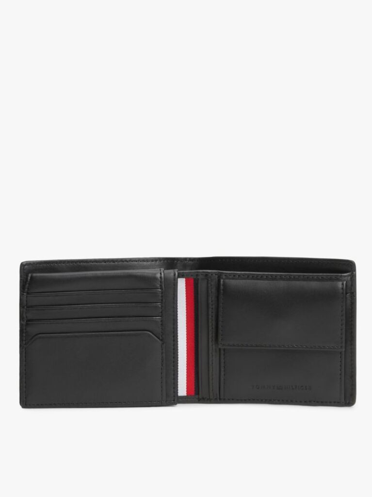 Black Credit Card And Coin Leather Bifold Wallet  Men