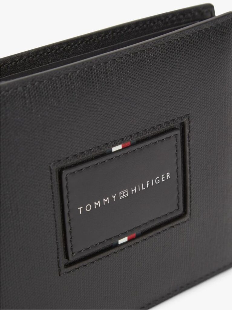 Black Leather Caviar Grain Bifold Wallet  Men