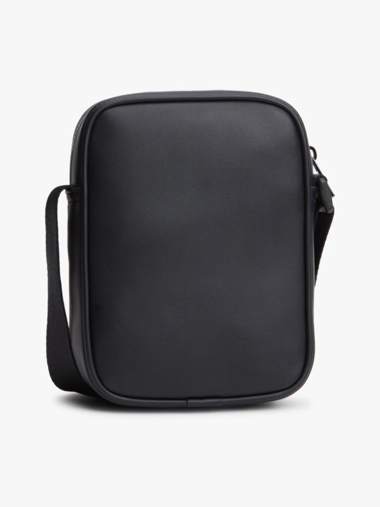 Black Signature Tape Crossbody Reporter Bag  Men