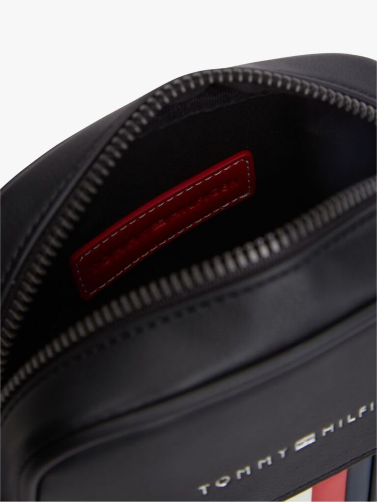 Black Signature Tape Crossbody Reporter Bag  Men