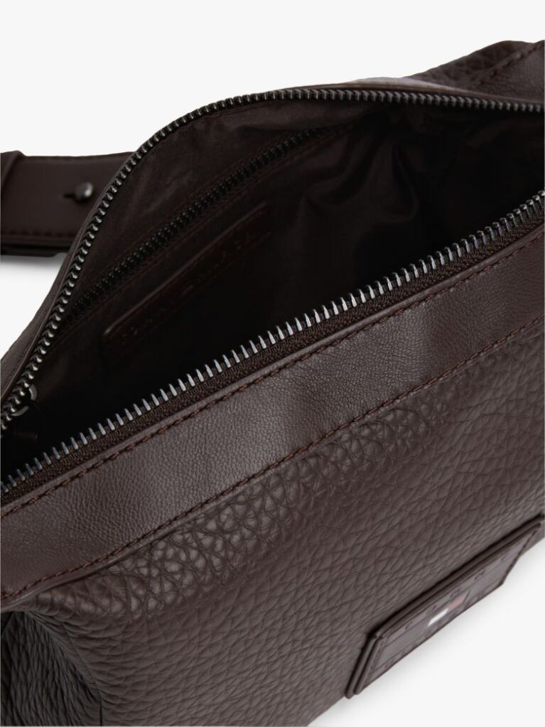 Brown Logo Leather Crossbody Camera Bag  Men