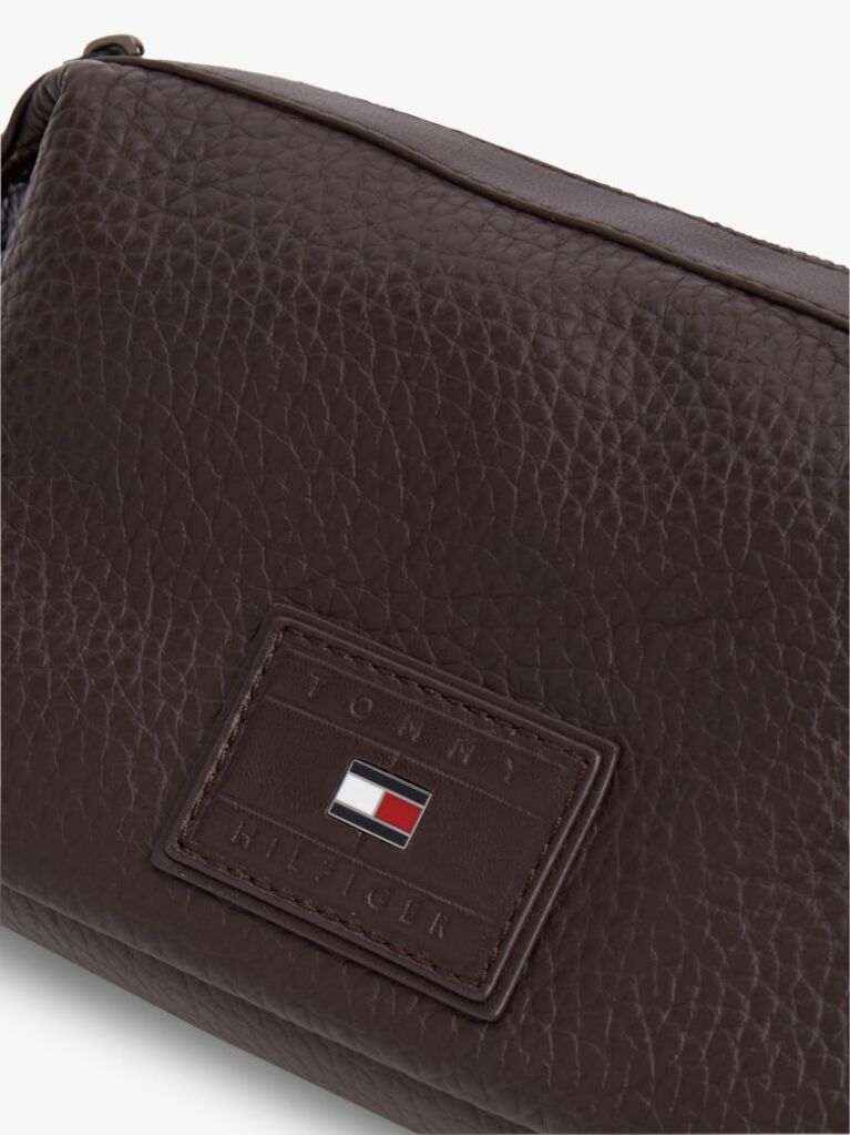 Brown Logo Leather Crossbody Camera Bag  Men