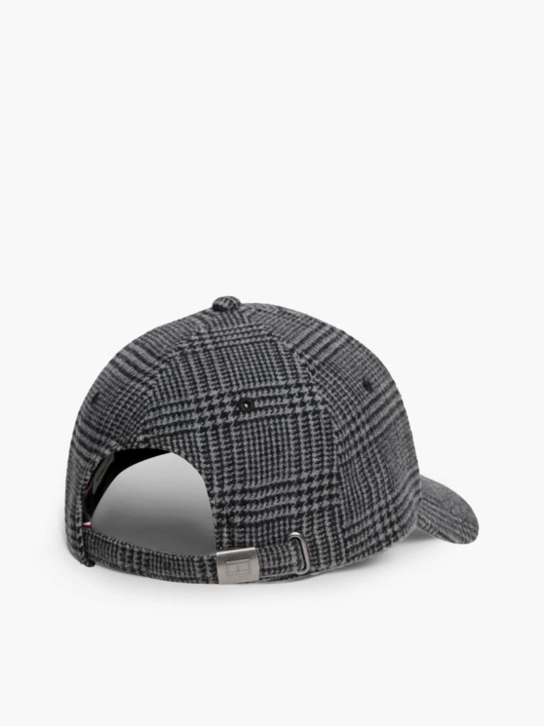Grey Check Wool Blend Baseball Cap  Men