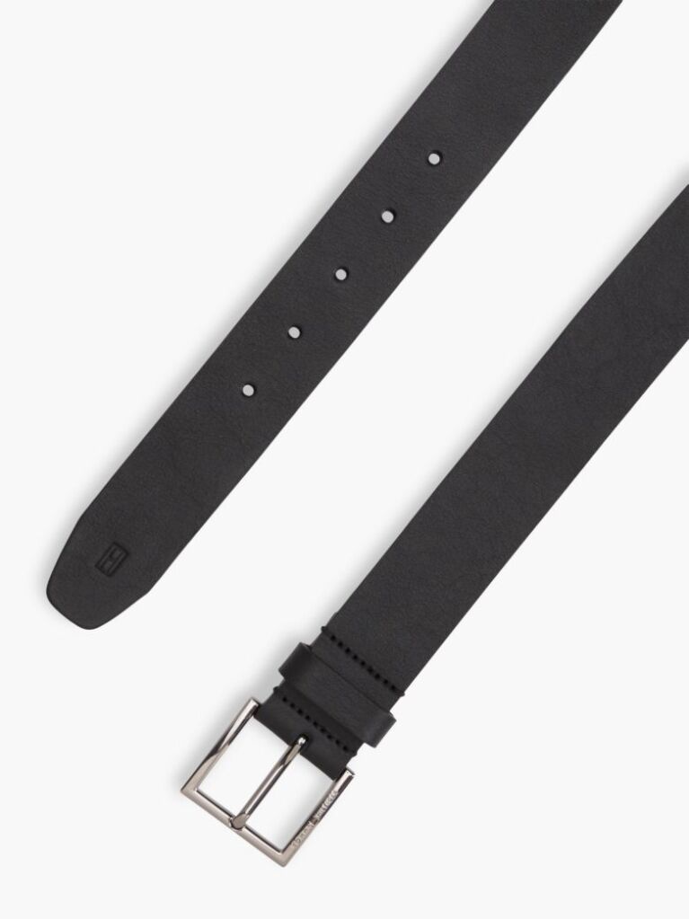 Black Casual Logo Leather Belt  Men