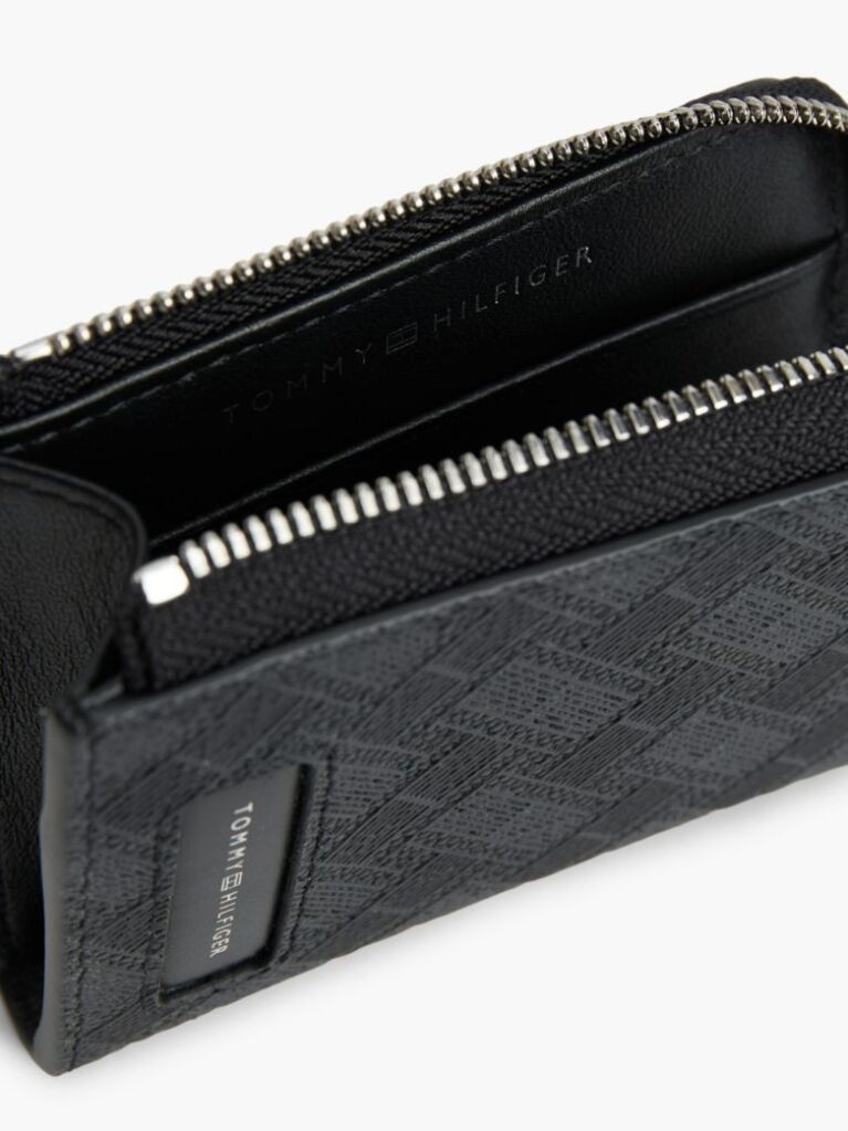 Black Modern Flag Embossed Leather Lanyard Wallet  Men