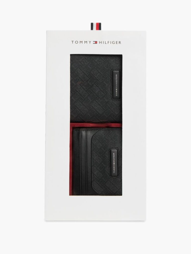 Black TH Monogram Leather Wallet And Card Holder Gift Box  Men