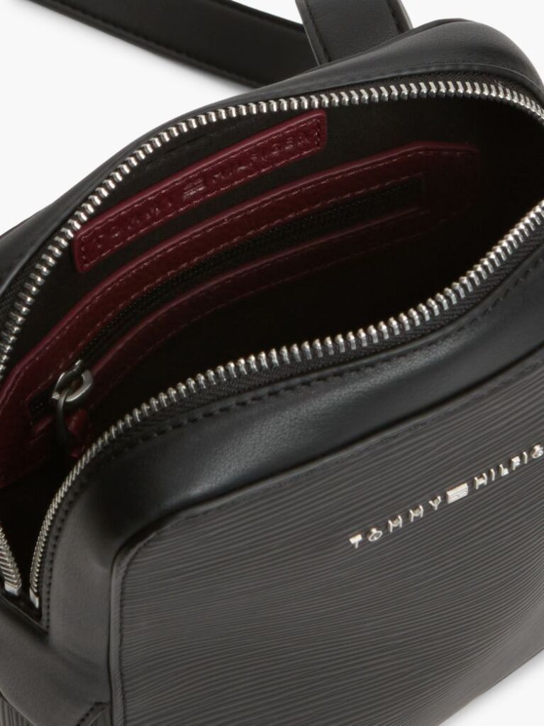 Black TH Business Textured Crossbody Reporter Bag  Men