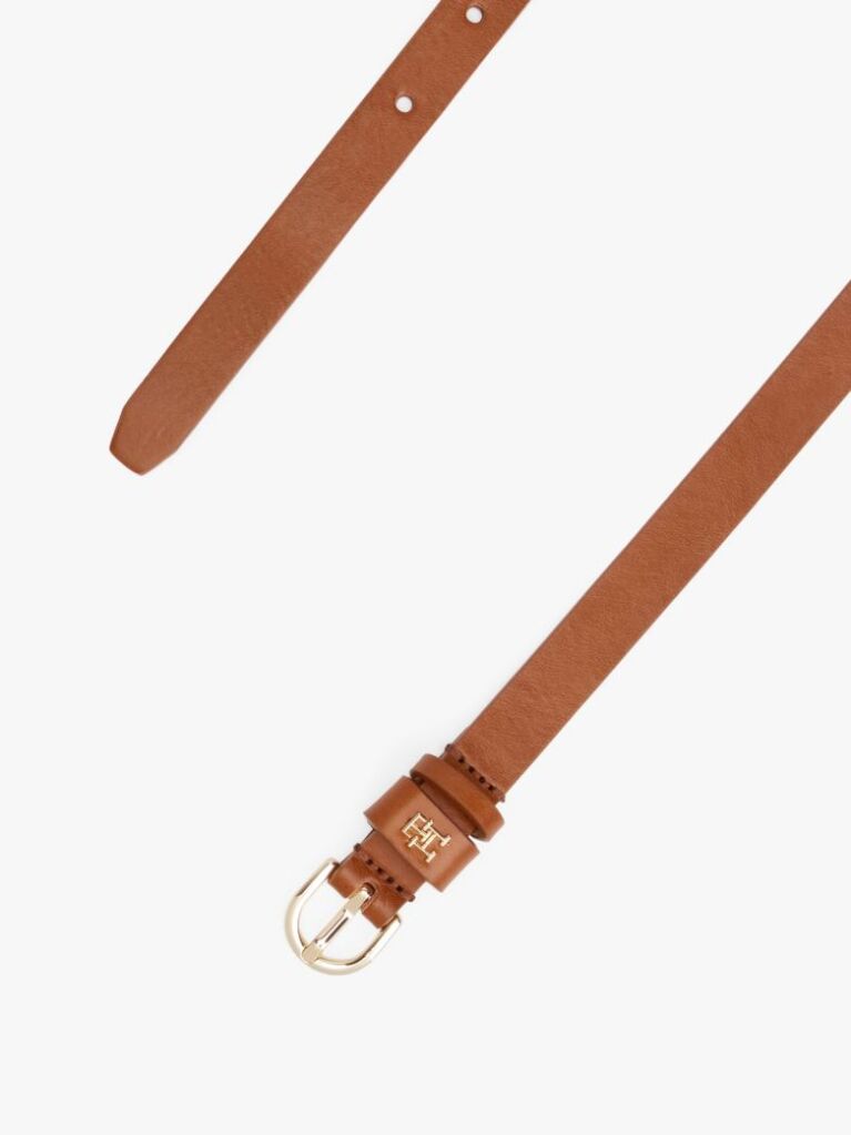 Brown Essential TH Monogram Leather Belt  Women