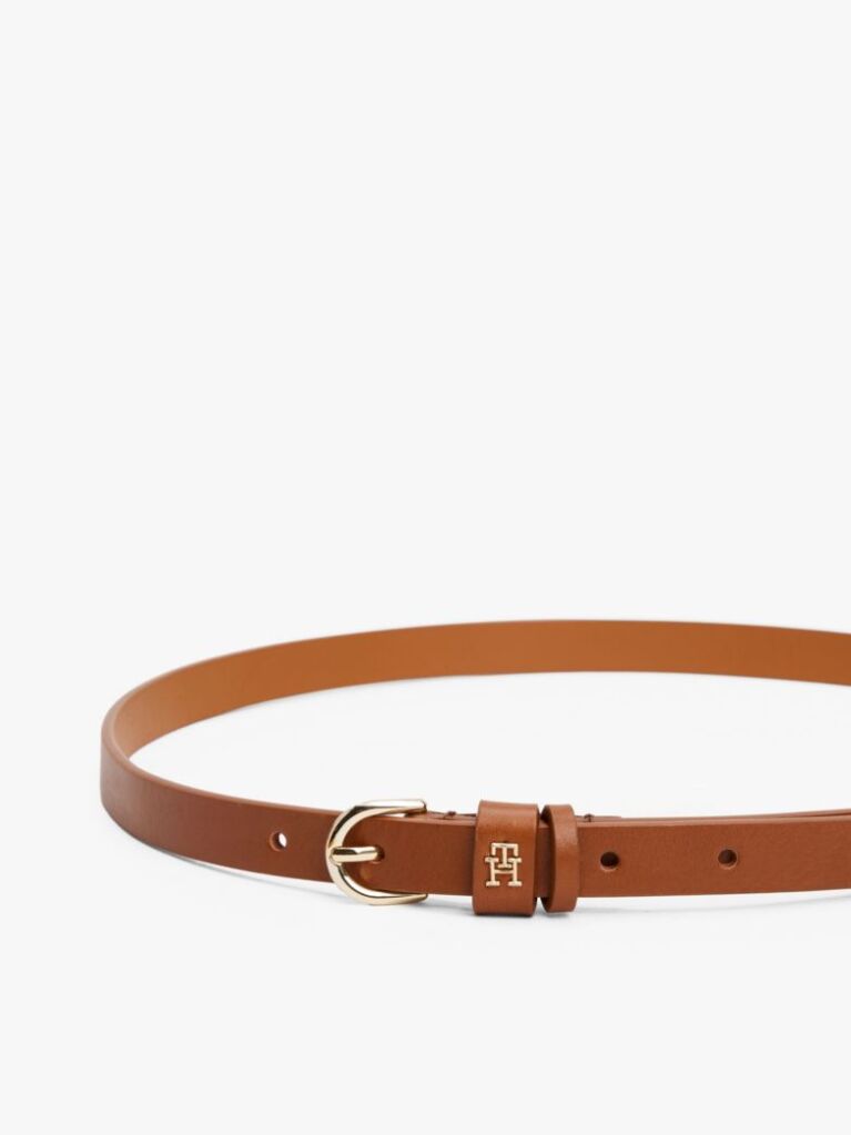 Brown Essential TH Monogram Leather Belt  Women