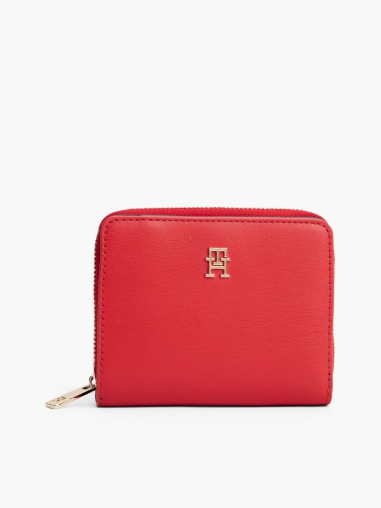 Red TH Monogram Zip-Around Flap Wallet  Women