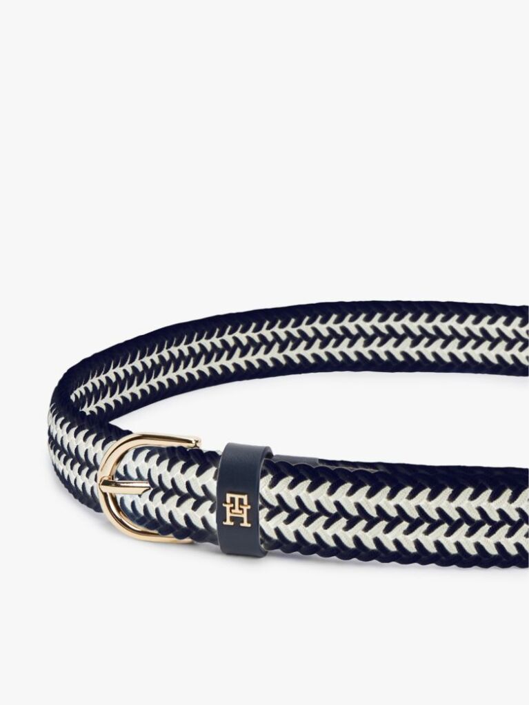 Multi Essential TH Monogram Braided Elastic Belt  Women