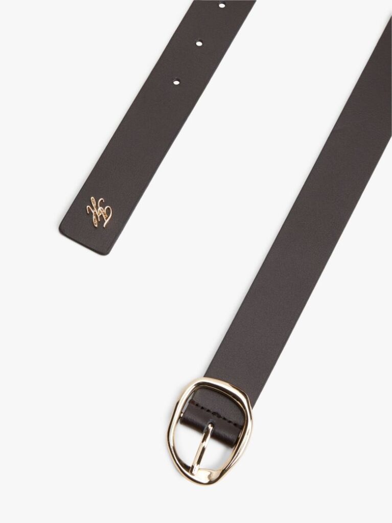 Brown Sculpted Buckle Leather Belt  Women