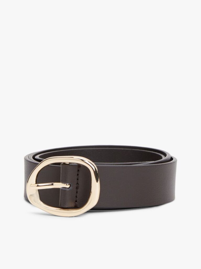 Brown Sculpted Buckle Leather Belt  Women