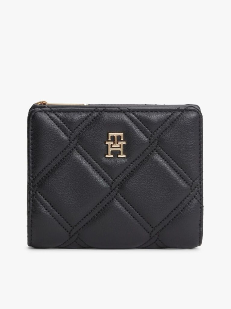 Black Quilted TH Monogram Bifold Wallet  Women