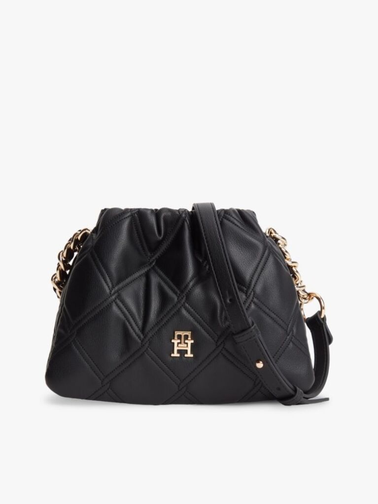 Black Quilted Chain TH Monogram Crossbody Bag  Women