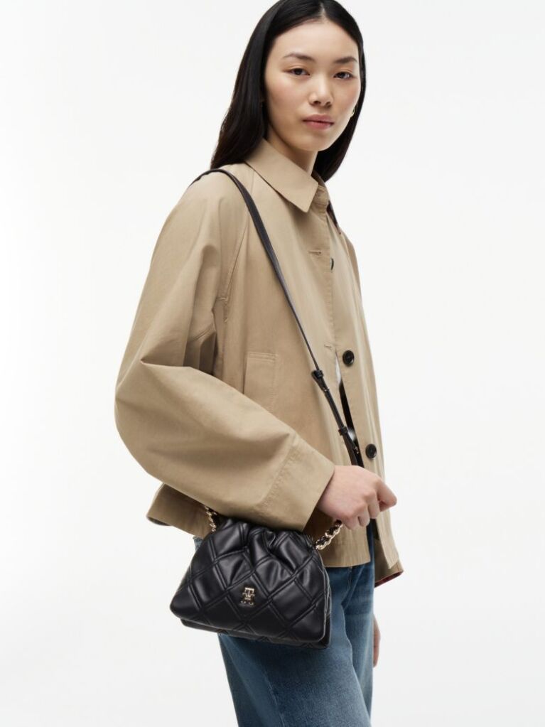 Black Quilted Chain TH Monogram Crossbody Bag  Women