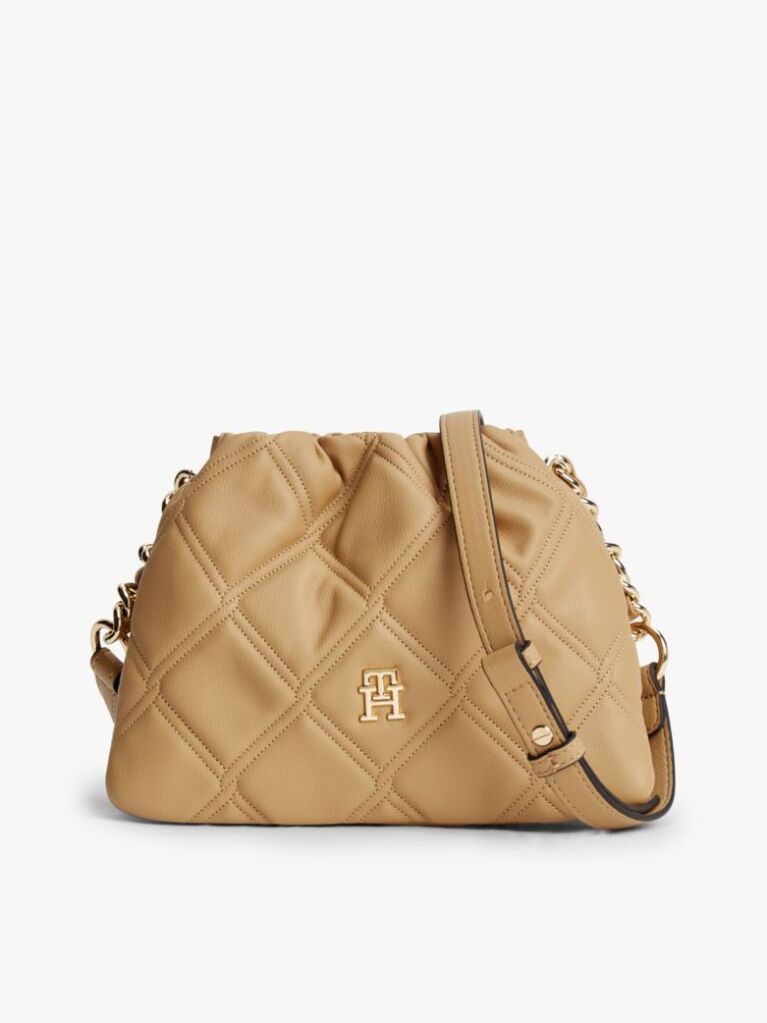 Beige Quilted Chain TH Monogram Crossbody Bag  Women