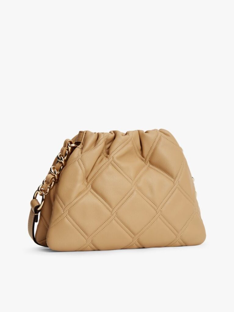 Beige Quilted Chain TH Monogram Crossbody Bag  Women