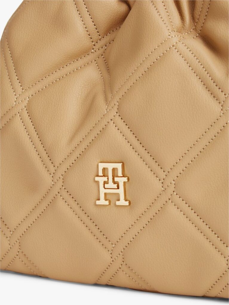 Beige Quilted Chain TH Monogram Crossbody Bag  Women