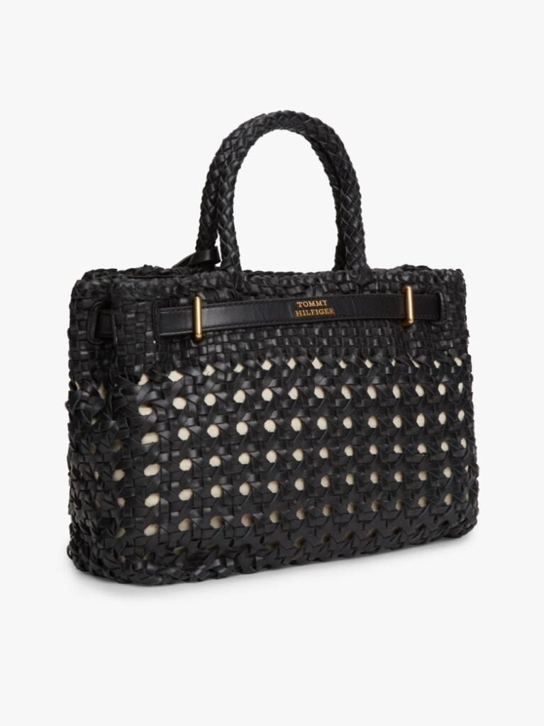 Μαύρο The American Icon Τσάντα Tote Δερμάτινη Πλεκτή  Γυναίκες