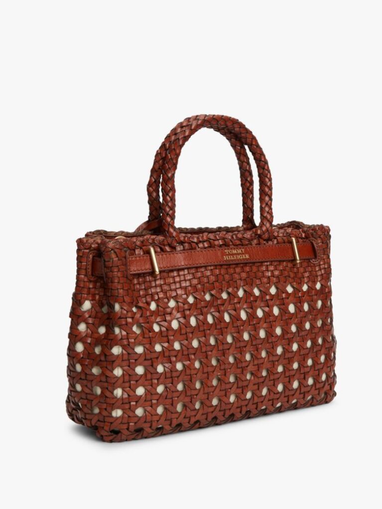 Καφέ The American Icon Τσάντα Tote Δερμάτινη Πλεκτή  Γυναίκες