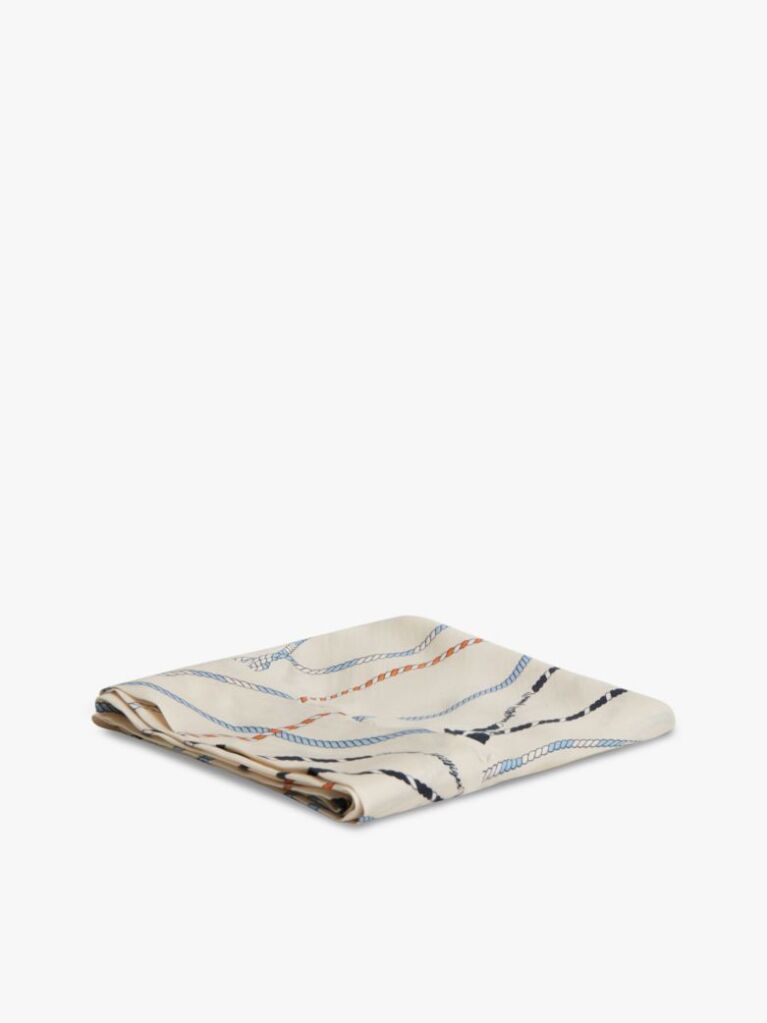 White Rope Print Pure Silk Scarf  Women