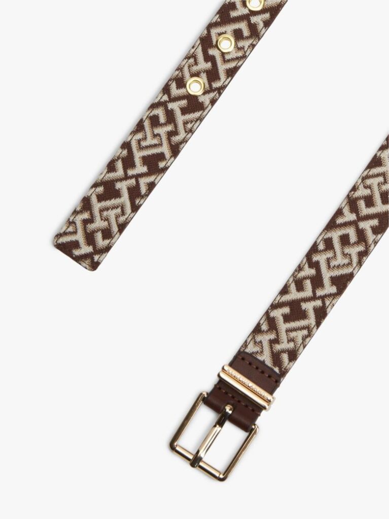 Multi Jacquard Double Keeper Square Buckle Belt  Women