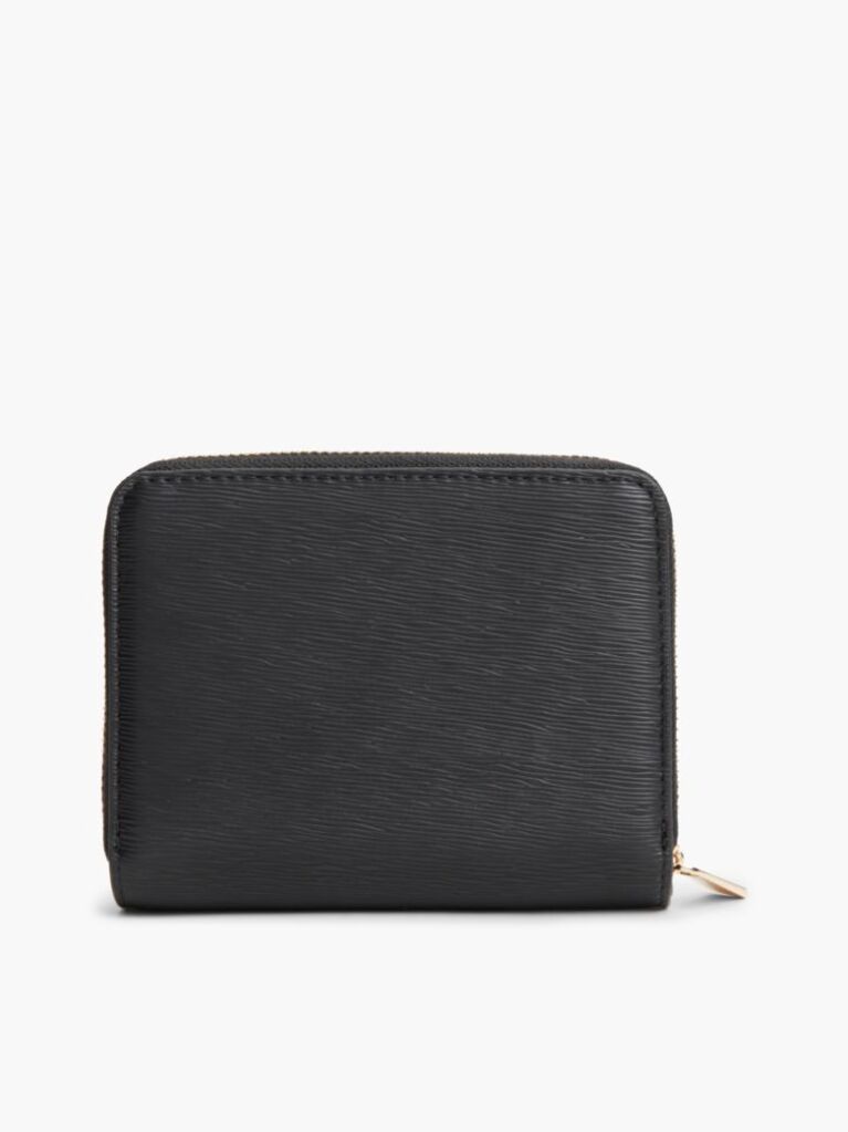 Black Modern Zip-Around Flap Wallet  Women