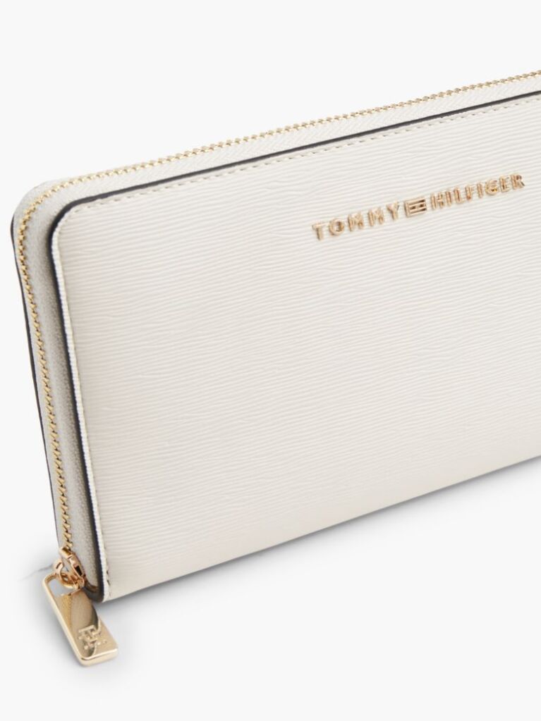 Beige Modern Textured Zip-Around Wallet  Women