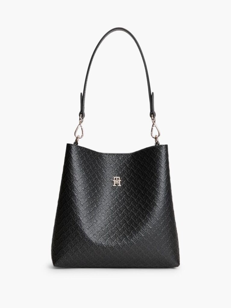 Black Hilfiger Icon Debossed Shoulder Bag  Women