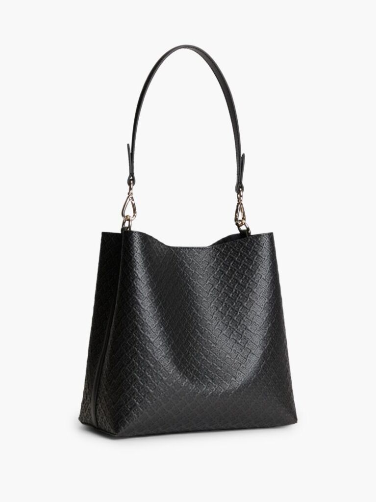 Black Hilfiger Icon Debossed Shoulder Bag  Women