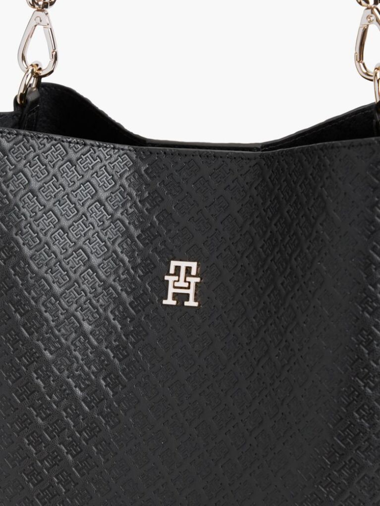 Black Hilfiger Icon Debossed Shoulder Bag  Women