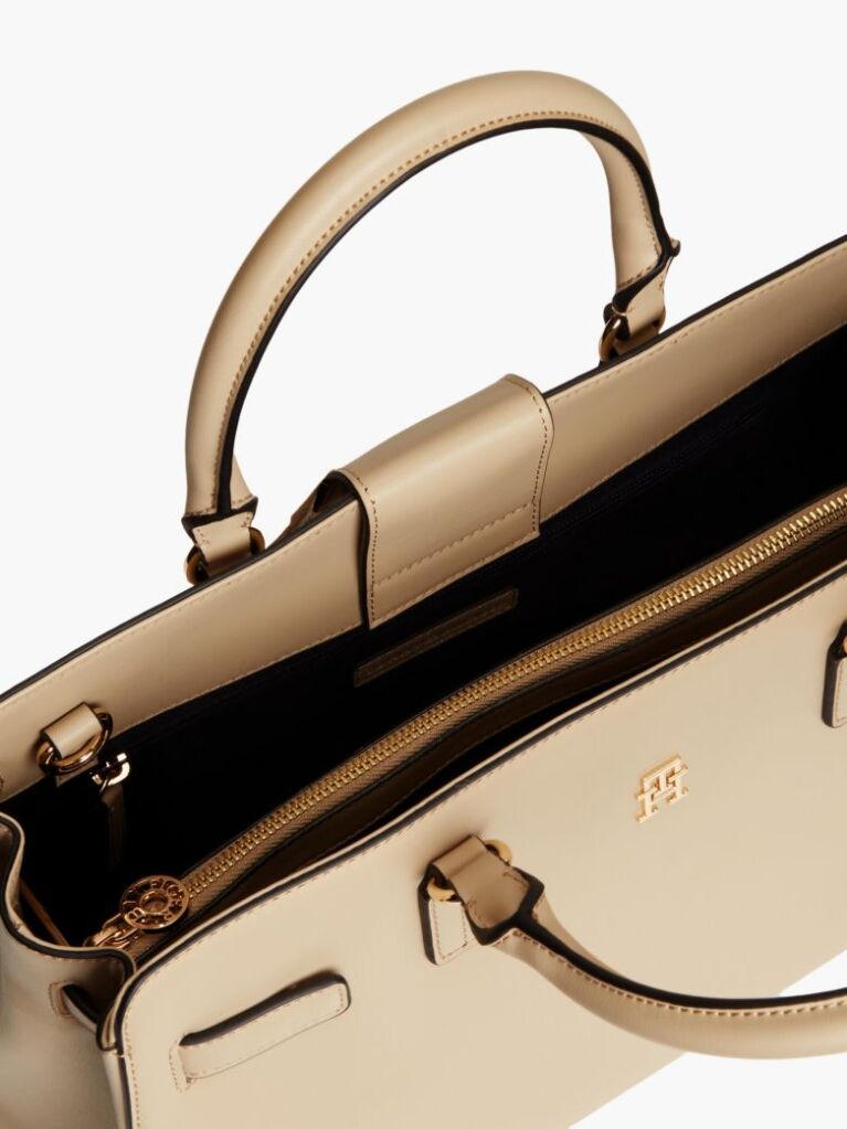 Beige TH Monogram Repeat Logo Crossbody Satchel  Women