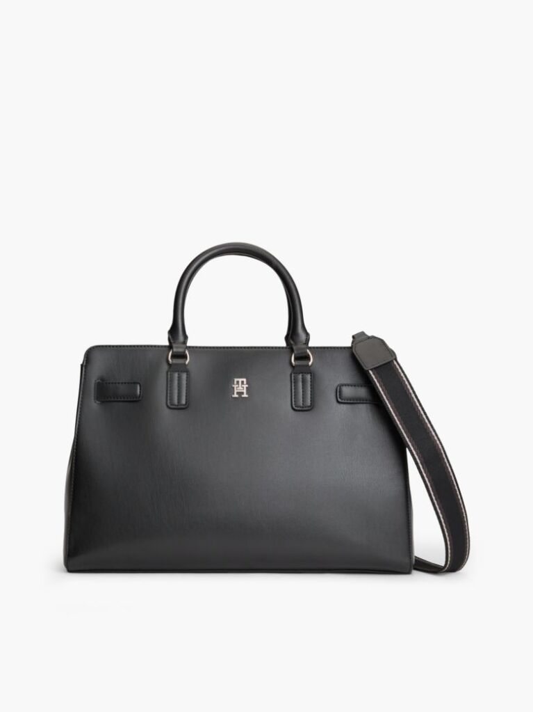 Black TH Monogram Repeat Logo Crossbody Satchel  Women