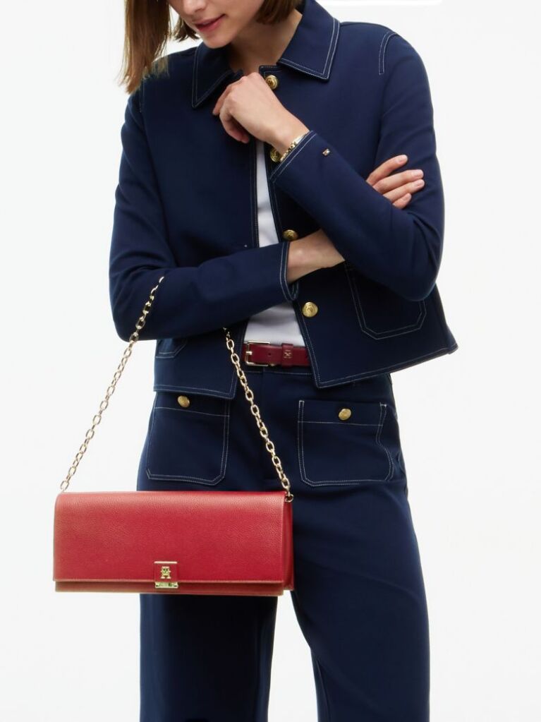 Κόκκινο Heritage TH Monogram Τσάντα Clutch Με Αλυσίδα  Γυναίκες
