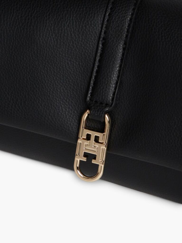 Black TH Monogram Flap Closure Crossbody Bag  Women