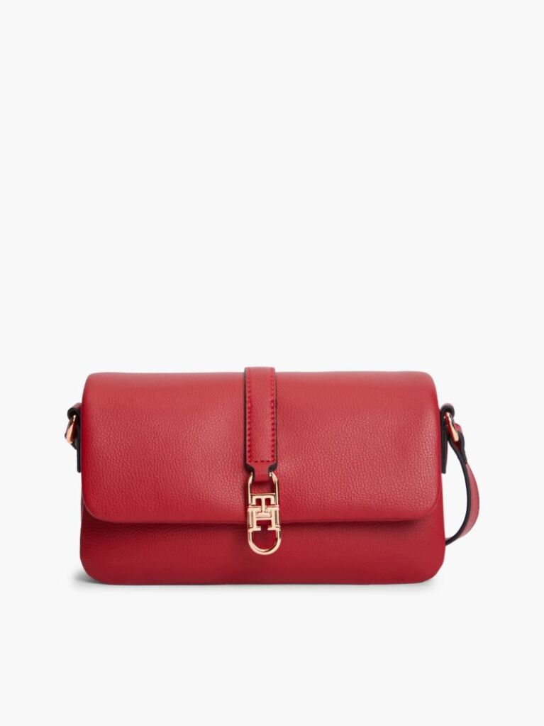 Red TH Monogram Flap Closure Crossbody Bag  Women