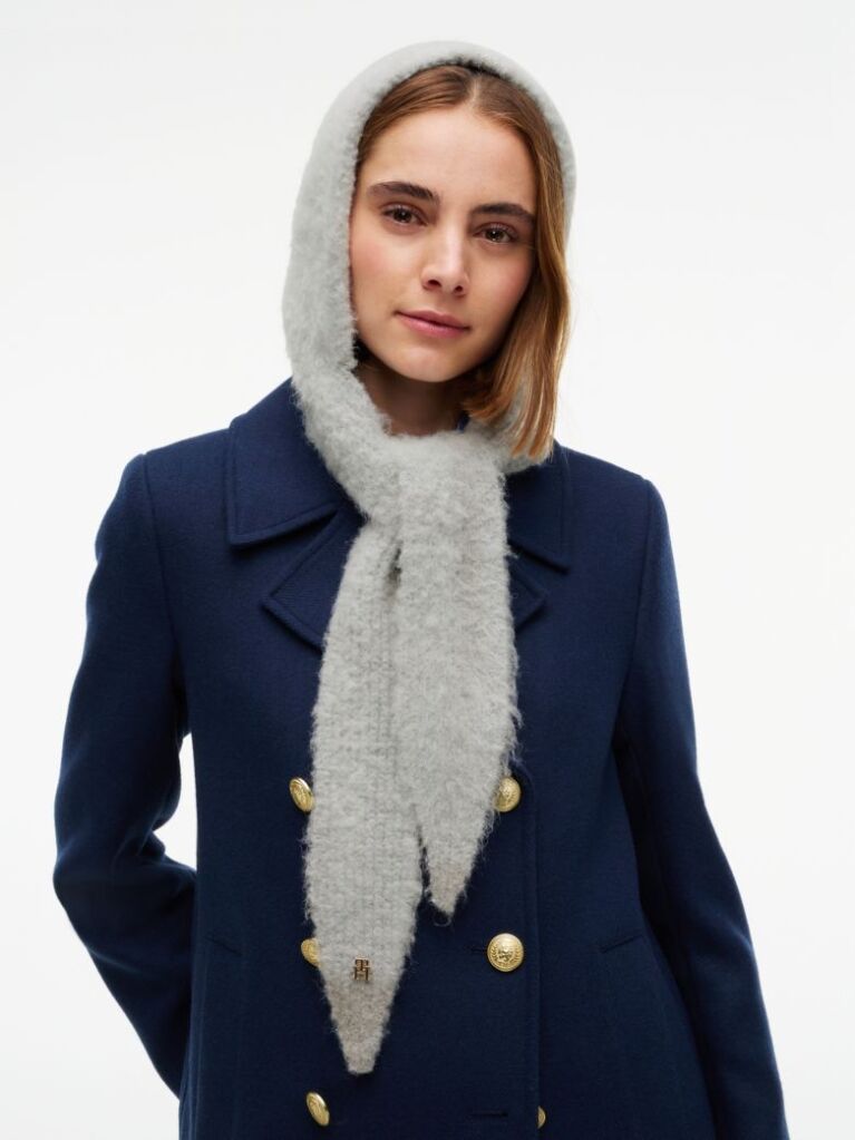 Grey Chic Knitted Hood With Alpaca  Women